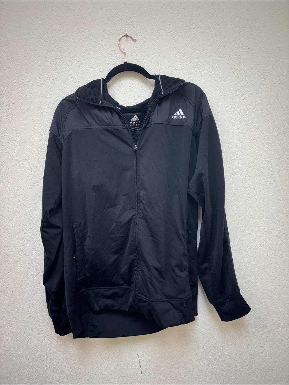 adidas Black Full-Zip Hooded Performance Jacket
